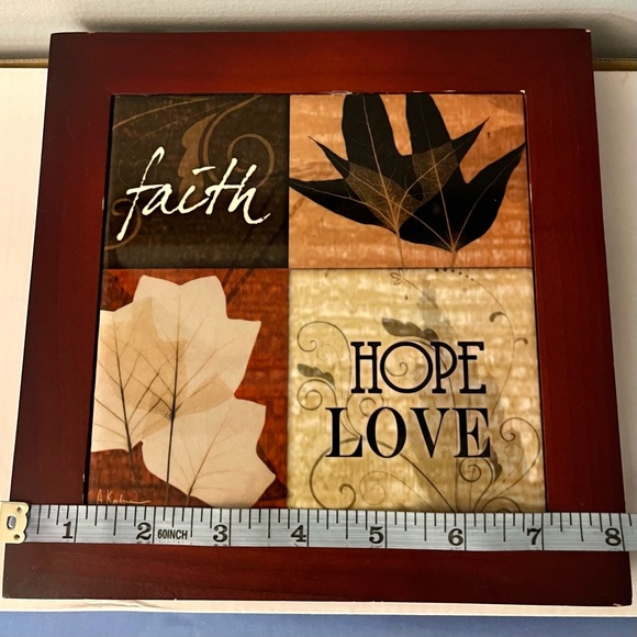 🍂Decorative Wall Art  "faith, hope, love” 8 inch square-Ceramic Tile Fall Theme - Picture 5 of 6